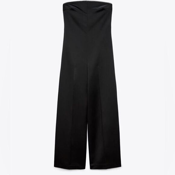 Zara Satin Bandeau Jumpsuit New - Picture 8 of 9